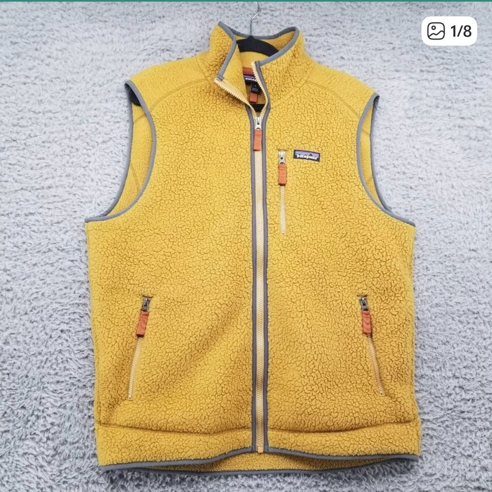 Patagonia Mustard Fleece Vest with Zipper Accents